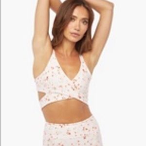 JUSTFAB ATHLETIC NWT Pink Floral Yoga Bra, Size L.